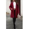 imagechouyatou Womens Fall Notch Lapel Blazer Wool Coat Office Work Wear Warm Winter Pea CoatWine Red