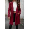 imagechouyatou Womens Fall Notch Lapel Blazer Wool Coat Office Work Wear Warm Winter Pea CoatWine Red