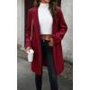 imagechouyatou Womens Fall Notch Lapel Blazer Wool Coat Office Work Wear Warm Winter Pea CoatWine Red