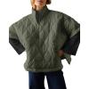 imagechouyatou Womens Oversized Pullover Puffer Jacket Quilted Lightweight Stand Collar Winter Padded Coat TopsArmy Green