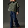 imagechouyatou Womens Oversized Pullover Puffer Jacket Quilted Lightweight Stand Collar Winter Padded Coat TopsArmy Green