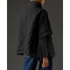 imagechouyatou Womens Oversized Pullover Puffer Jacket Quilted Lightweight Stand Collar Winter Padded Coat TopsBlack