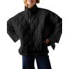 imagechouyatou Womens Oversized Pullover Puffer Jacket Quilted Lightweight Stand Collar Winter Padded Coat TopsBlack