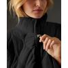 imagechouyatou Womens Oversized Pullover Puffer Jacket Quilted Lightweight Stand Collar Winter Padded Coat TopsBlack