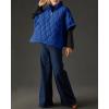 imagechouyatou Womens Oversized Pullover Puffer Jacket Quilted Lightweight Stand Collar Winter Padded Coat TopsBlue