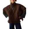 imagechouyatou Womens Oversized Pullover Puffer Jacket Quilted Lightweight Stand Collar Winter Padded Coat TopsBrown