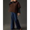 imagechouyatou Womens Oversized Pullover Puffer Jacket Quilted Lightweight Stand Collar Winter Padded Coat TopsBrown