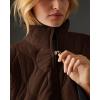 imagechouyatou Womens Oversized Pullover Puffer Jacket Quilted Lightweight Stand Collar Winter Padded Coat TopsBrown