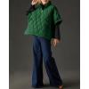 imagechouyatou Womens Oversized Pullover Puffer Jacket Quilted Lightweight Stand Collar Winter Padded Coat TopsDark Green