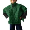 imagechouyatou Womens Oversized Pullover Puffer Jacket Quilted Lightweight Stand Collar Winter Padded Coat TopsDark Green