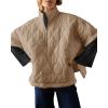 imagechouyatou Womens Oversized Pullover Puffer Jacket Quilted Lightweight Stand Collar Winter Padded Coat TopsDark Khaki