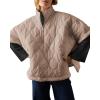 imagechouyatou Womens Oversized Pullover Puffer Jacket Quilted Lightweight Stand Collar Winter Padded Coat TopsKhaki