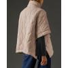 imagechouyatou Womens Oversized Pullover Puffer Jacket Quilted Lightweight Stand Collar Winter Padded Coat TopsKhaki