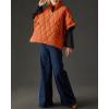 imagechouyatou Womens Oversized Pullover Puffer Jacket Quilted Lightweight Stand Collar Winter Padded Coat TopsOrange