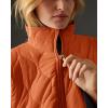 imagechouyatou Womens Oversized Pullover Puffer Jacket Quilted Lightweight Stand Collar Winter Padded Coat TopsOrange