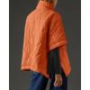 imagechouyatou Womens Oversized Pullover Puffer Jacket Quilted Lightweight Stand Collar Winter Padded Coat TopsOrange