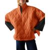 imagechouyatou Womens Oversized Pullover Puffer Jacket Quilted Lightweight Stand Collar Winter Padded Coat TopsOrange