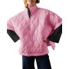 imagechouyatou Womens Oversized Pullover Puffer Jacket Quilted Lightweight Stand Collar Winter Padded Coat TopsPink