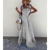 imagechouyatou Womens Sexy Tie Strap Striped Smocked Maxi Dress Ruffle Tiered Flowy Swing Long Dress with PocketsBlack