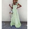 imagechouyatou Womens Sexy Tie Strap Striped Smocked Maxi Dress Ruffle Tiered Flowy Swing Long Dress with PocketsGreen