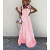 imagechouyatou Womens Sexy Tie Strap Striped Smocked Maxi Dress Ruffle Tiered Flowy Swing Long Dress with PocketsPink