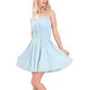 imagechouyatou Womens Summer Boho Mini Dress Spaghetti Strap Cute Babydoll Dress Ruffle Flowy Beach SundressLight Blue