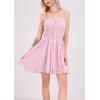 imagechouyatou Womens Summer Boho Mini Dress Spaghetti Strap Cute Babydoll Dress Ruffle Flowy Beach SundressPink