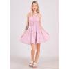 imagechouyatou Womens Summer Boho Mini Dress Spaghetti Strap Cute Babydoll Dress Ruffle Flowy Beach SundressPink