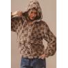 imagechouyatou Womens Winter Checkered Plaid Fleece Jacket Zip Up Hooded Fuzzy Sherpa Coat with PocketsBrown