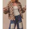 imagechouyatou Womens Winter Checkered Plaid Fleece Jacket Zip Up Hooded Fuzzy Sherpa Coat with PocketsBrown