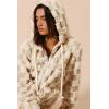 imagechouyatou Womens Winter Checkered Plaid Fleece Jacket Zip Up Hooded Fuzzy Sherpa Coat with PocketsKhaki