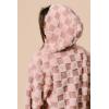 imagechouyatou Womens Winter Checkered Plaid Fleece Jacket Zip Up Hooded Fuzzy Sherpa Coat with PocketsPink