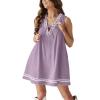 imagechouyatou Womens Embroidered VNeck Sleeveless Mini Denim Dress Casual ALine Jean Babydoll Tank DressPurple