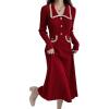 imagechouyatou Womens Fall Gold Button Formal Cocktail Sweater Dress Fit and Flare Midi Long Winter Knit DressRed