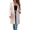 imagechouyatou Womens Fall Notch Lapel Blazer Wool Coat Office Work Wear Warm Winter Pea CoatBeige