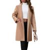 imagechouyatou Womens Fall Notch Lapel Blazer Wool Coat Office Work Wear Warm Winter Pea CoatKhaki