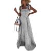 imagechouyatou Womens Sexy Tie Strap Striped Smocked Maxi Dress Ruffle Tiered Flowy Swing Long Dress with PocketsBlack