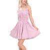 imagechouyatou Womens Summer Boho Mini Dress Spaghetti Strap Cute Babydoll Dress Ruffle Flowy Beach SundressPink