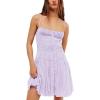 imagechouyatou Womens Summer Boho Mini Dress Spaghetti Strap Cute Babydoll Dress Ruffle Flowy Beach SundressPurple