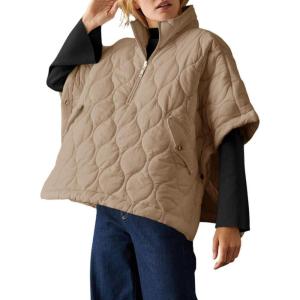imagechouyatou Womens Oversized Pullover Puffer Jacket Quilted Lightweight Stand Collar Winter Padded Coat TopsDark Khaki
