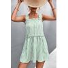 imagechouyatou Women Summer Striped Printed Spaghetti Strap Tank Dress Beach Flowy Ruffle Mini Short SundressGreen
