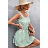 imagechouyatou Women Summer Striped Printed Spaghetti Strap Tank Dress Beach Flowy Ruffle Mini Short SundressGreen