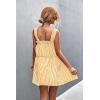 imagechouyatou Women Summer Striped Printed Spaghetti Strap Tank Dress Beach Flowy Ruffle Mini Short SundressYellow