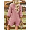 imagechouyatou Womens 34 Sleeve Wide Leg Summer Rompers Shorts Loose Fit Cute Casual JumpsuitsPink
