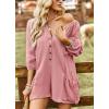 imagechouyatou Womens 34 Sleeve Wide Leg Summer Rompers Shorts Loose Fit Cute Casual JumpsuitsPink