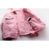 imagechouyatou Womens Casual Light Button Up Candy Color Short Denim Trucker JacketPink