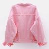 imagechouyatou Womens Casual Light Button Up Candy Color Short Denim Trucker JacketPink