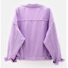 imagechouyatou Womens Casual Light Button Up Candy Color Short Denim Trucker JacketPurple