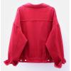 imagechouyatou Womens Casual Light Button Up Candy Color Short Denim Trucker JacketRed