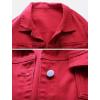 imagechouyatou Womens Casual Light Button Up Candy Color Short Denim Trucker JacketRed